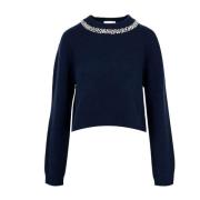 Semicouture Blått Ull Cashmere Tröja Blue, Dam