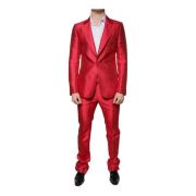 Dolce & Gabbana Rött Slim Fit Formellt Kostym Red, Herr