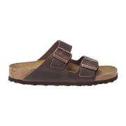 Birkenstock Läder Dubbelrem Tofflor Brown, Dam