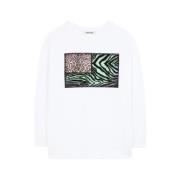 Roberto Cavalli Patchwork Animalier Sweatshirt White, Dam