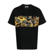 Versace Jeans Couture Svart T-shirt med Guldlogga Black, Herr