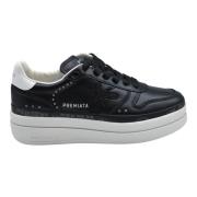 Premiata Svarta Spetsiga Platta Skor Elegant Stil Black, Dam