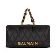 Balmain Vadderad nylonreseväska med diamantmotiv Black, Herr