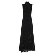 Rotate Birger Christensen Mesh Blomklänning Black, Dam