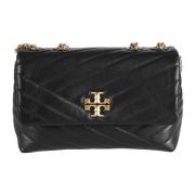 Tory Burch Svart axelväska med Chevron Quilting Black, Dam