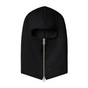 Courrèges Svart ull balaclava med dragkedja Black, Dam