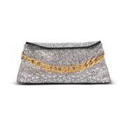 Balmain 1945 Mjuk mocka och rhinestone clutch Gray, Dam