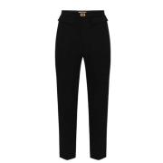 Elisabetta Franchi Svarta Slim Fit Byxor med Logo Plaque Black, Dam