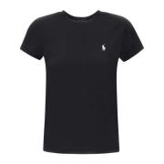 Polo Ralph Lauren Svart Bomull T-shirt med Logobroderi Black, Dam