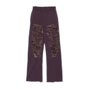 MM6 Maison Margiela Lila Bomull Bred Ben Byxor Purple, Dam