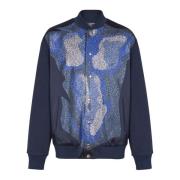 Balmain Bomberjacka med rhinestone torso Blue, Herr