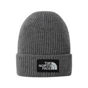 The North Face Räfflad Stickad Logo Beanie Gray, Unisex