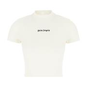 Palm Angels Avslappnad Bomull T-shirt Beige, Dam