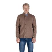 Aquascutum Ull Zip Cardigan med knappar Brown, Herr