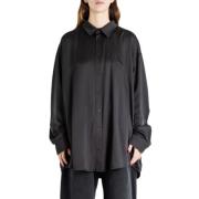 Balenciaga Flowing Oversize Blus med Knappstängning Black, Dam