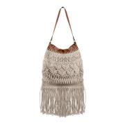 Patrizia Pepe Boho Fransad Axelväska Beige, Dam