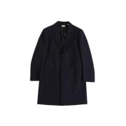 Burberry Navy Blue Wool Coat Blue, Herr