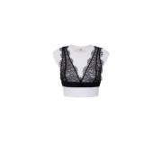 Elisabetta Franchi Kortärmad jersey t-shirt med spets bralette White, ...