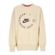 Nike Tröja med rund halsringning, Oversized, Nike Sportswear Beige, Da...