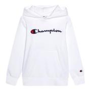 Champion Vit broderad logotyp huva tröja White, Dam