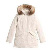 Woolrich Lyxig Arctic Parka med Avtagbar Huva Beige, Dam