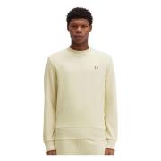 Fred Perry Beige Broderad Logotyp Crew Neck Sweatshirt Beige, Herr