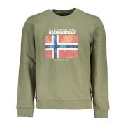 Napapijri Grön sweatshirt med långärmad och logotyptryck Green, Herr