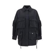 The Attico Denim Fern Coat med klockärmar Black, Dam