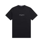 Fred Perry Svart Broderad T-shirt Black, Herr