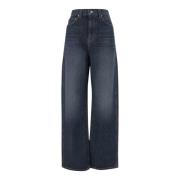 Khaite Vida Ben Bomull Denim Jeans Blue, Dam