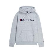 Champion Grå Broderad Script Logo Hoodie Gray, Herr