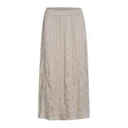 RUE de Femme Elegant Krinklad Kjol i Vaniljkräm Beige, Dam