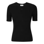 Courrèges Signatur Kontrast T-shirt Black, Dam