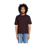 Ami Paris Tonal Eggplant Boxy Tee Shirt Red, Herr