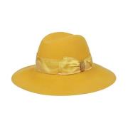 Borsalino Gula ullhattar med dekorativt band Yellow, Dam