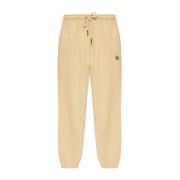 Moncler Beige Logo Sweatpants Elastisk Midja Beige, Dam