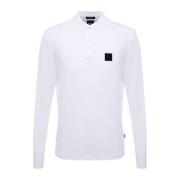 Hugo Boss Långärmad bomullspolo med bröstlogo White, Herr