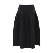 Cfcl Svart Midi Kjol Elastisk Midja Flare Black, Dam