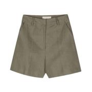 Faithfull the brand Khaki Linne Rak Hem Shorts Green, Dam