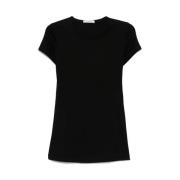 Lemaire Svart Rund Hals Kortärmad T-shirt Black, Dam