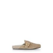 Tory Burch Beige Sandaler med Metalllogo Beige, Dam