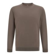 Boggi Milano Merino Ull Crew Neck Jumper Brown, Herr