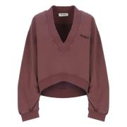 The Attico Bordeaux Bomull V-Ringad Sweatshirt Red, Dam