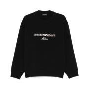 Emporio Armani Svart Sweatshirt med Rund Hals och Långa ärmar Black, H...