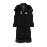 Simone Rocha Faux Fur Skulpterad Kappa med Bustle Black, Dam