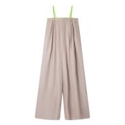 Mes Demoiselles Randig bredbenad jumpsuit Beige, Dam