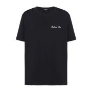 Balmain Svart Broderad Logga T-shirts och Polos Black, Herr