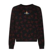 Vivienne Westwood Svarta Sweaters med Orb Logo Print Black, Herr