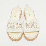 Chanel Vintage Pre-owned Tyg sandaler White, Dam