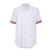 Thom Browne Vertikal Rand Logo Patch Skjorta Gray, Herr